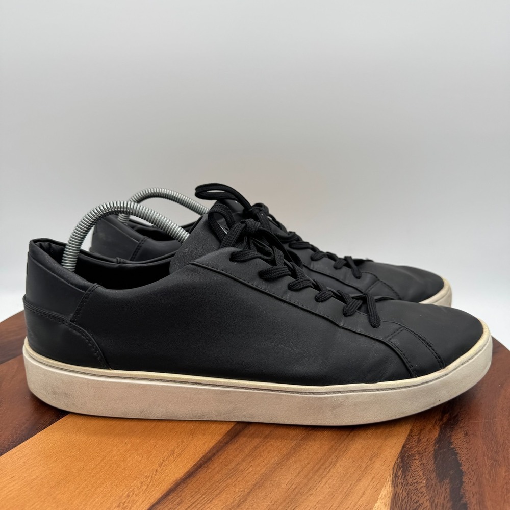 Thousand Fell Shoes Mens 13 Black Vegan Faux Leather Casual Athleisure Sneakers